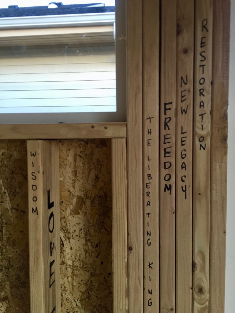 Above our bed in our master bedroom -words of life in our walls