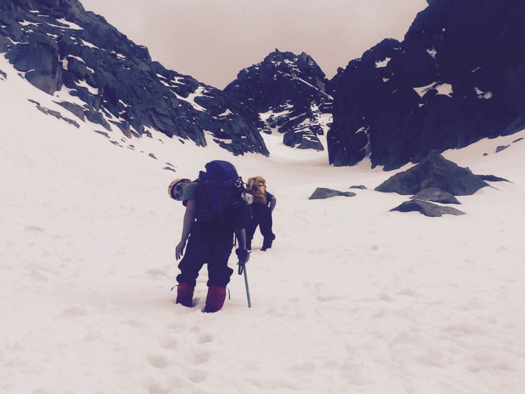Y Couloir Heading Up